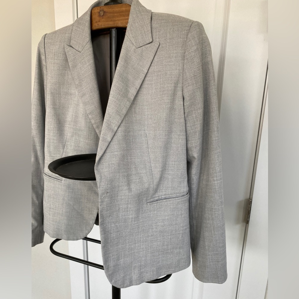 Zara Open Front Light Grey Basic Blazer With Pear… - image 2